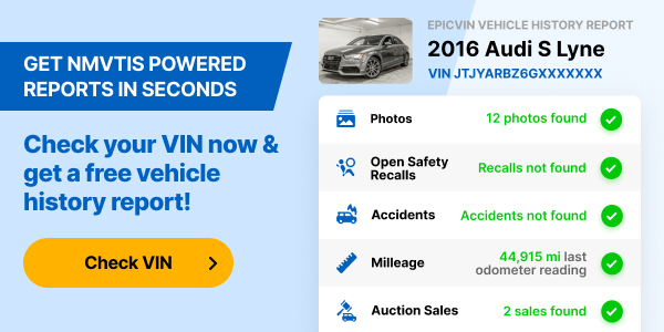 EpicVin.com. Get NMVTIS Powered Reports in Seconds. Check your VIN now & get a free vehicle history report. 