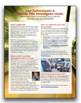 NMVTIS: Law Enforcement & Vehicle Title Investigator Guide